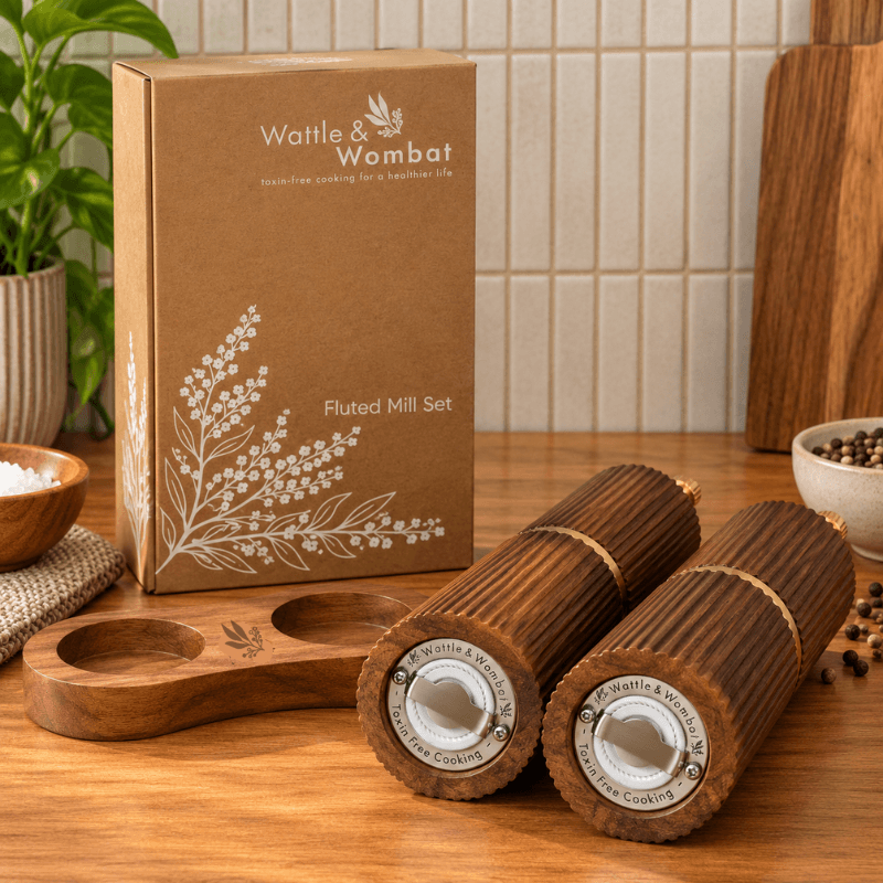 Fluted Salt & Pepper Mill Set | Non-Toxic Grinders